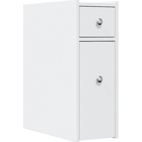 Práctico armario de baño estrecho con ruedas 21,5 x 50 x 60 cm madera de ingeniería blanca 020050655 (1/5)