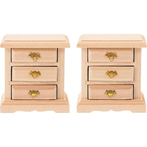2 Pièces Tables de Nuit Table de Nuit Meubles Lit Table Décor Armoire Miniature Table de Nuit Armoire Accessoires Placard en Bois (1/5)