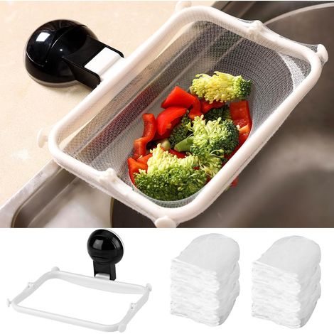 Recolector de residuos de alimentos para fregadero con 200 bolsas de malla - Cesta de tamiz reutilizable para fregaderos de interior y exterior - Filtro para basura y restos de comida (1/5)
