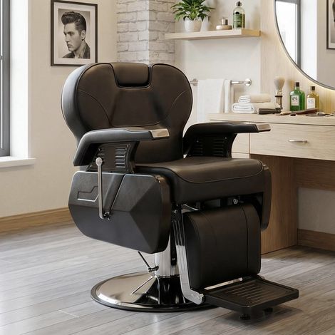 Hydraulischer Friseurstuhl – Höhenverstellbar 98–111 cm – Neigbare Rückenlehne – 360° drehbar – Home Nature Wohnkonzept (1/5)