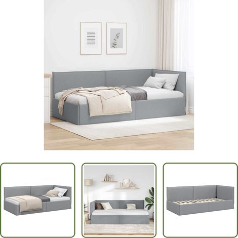 Canapé convertible -  Cadre de lit d'angle Gris clair 80 x 200 cm tissu (1/5)