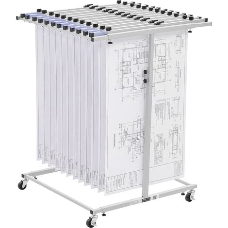 VEVOR Soporte de Almacenamiento para Planos, Estante Colgante para Blueprints, sin Abrazaderas, Móvil con Ruedas, Organizador para Mapas Carteles Archivos, para Ingeniería Construcción Oficina Hogar (1/5)