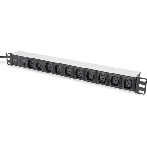 Multipresa Digitus DN-95404 Nero con 10 prese IEC C13, protezione contro le sovratensioni, lunghezza estesa, compatibile con rack da 48,3 cm (19&34), alimentatore con ingresso AC 250 V (1/5)