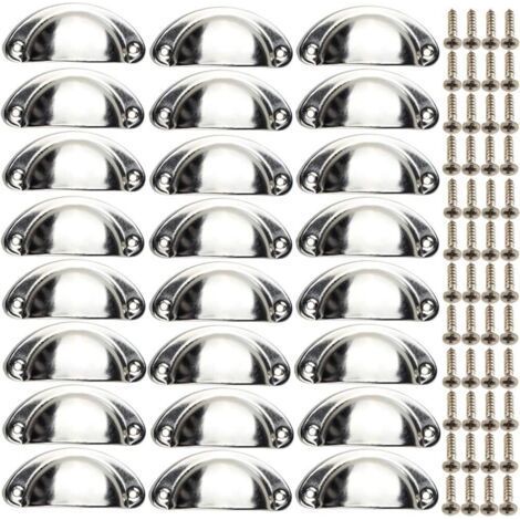 24 Pack Retro Metal Door Knobs, Drawer Pulls, Furniture Handles, Iron Drawer Decoration (Silver) (1/5)