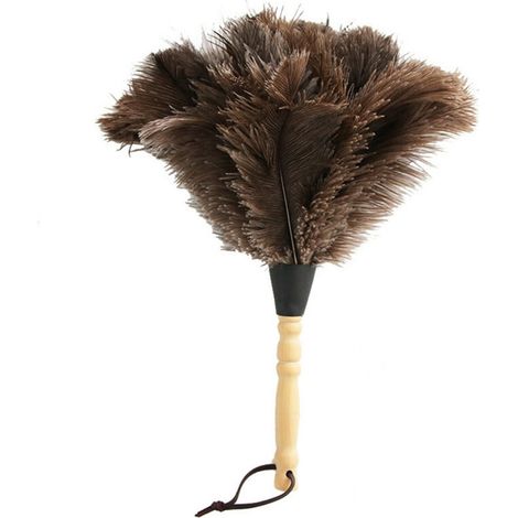 Plume D'Autruche - Balai À Plumes Avec Manche En Bois Antistatique - Pour Nettoyage Délicat De Meubles Et Écrans - 1 Pièce (1/5)