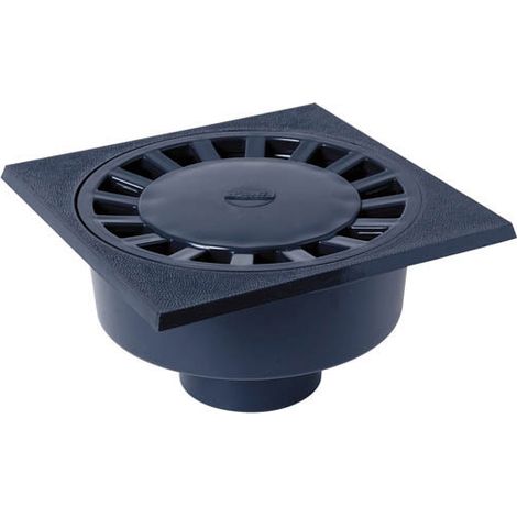 Nicoll – Siphon de cour 25x25 cm – Sortie verticale Ø100 mâle et Ø90 femelle – Garde d'eau 26 mm – Résiste à 1,5 T par roue