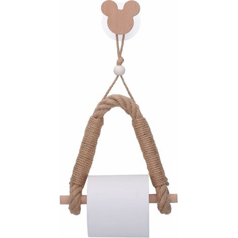 Porte Papier Toilette , Derouleur Papier Toilette , Support Papier WC , Porte-Papier Salle de Bain Support de Rouleau de Serviette Toilette Corde , Solide et Robuste (Mickey Head) (1/5)