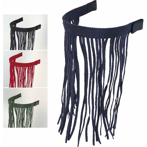 Frontalino antimosche a frangia per cavezza - Rosso