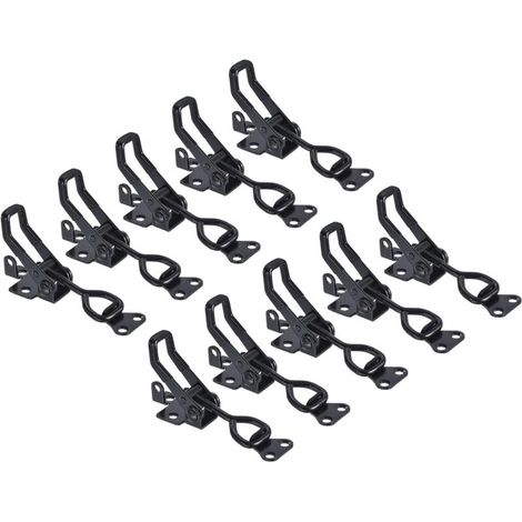 Paquete de 10 clips de palanca ajustables, clips metálicos para cremalleras, modelo 4002, clips de palanca de liberación rápida para puertas de armarios, color negro, tornillos no incluidos.