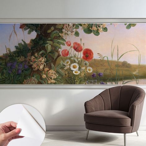 Carta da parati adesiva - lavabile - decorazione murale - per cucina - pellicola decorativa Idillio floreale 250x104 cm (1/5)