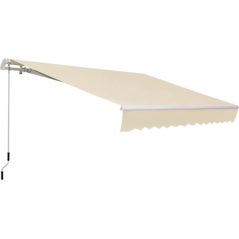 Manuell verstellbare Markise, Aluminium, wasserdichtes Polyester, 3,5 x 2,5 m, beige