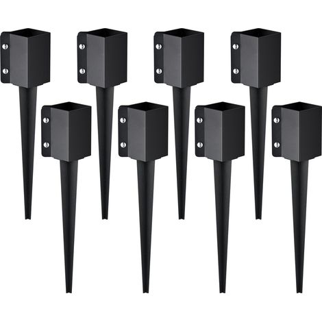 Piquet d'ancrage pour poteau de clôture,8 pcs, support de poteau en métal enduit de poudre noire, extérieur 610 x 113 x 113 mm (intérieur 89 x 89 mm) pour boîte aux lettres et barre de jardin (1/5)