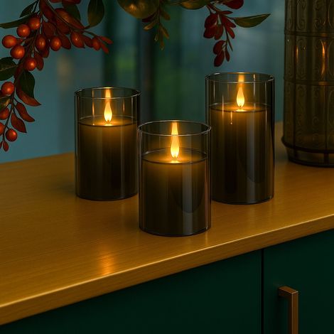 Ensemble de bougies led sans flamme avec telecommande cire veritable