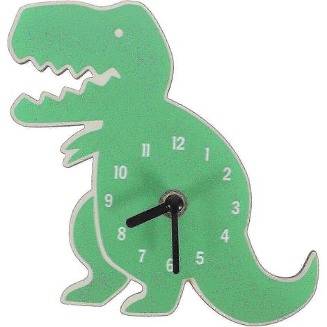 Horloge murale silencieuse en forme de dinosaure vert - Décoration amusante pour chambre d'enfant et horloge pour chambre de bébé (1/3)