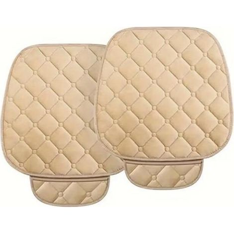 Housses de siège auto en peluche (2 pièces) - Protections universelles pour voitures, maisons, bureaux et chaises (Beige) (1/4)
