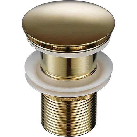 (polished gold) Bathroom Drainer To The Water Floor Drain Non-Porous Brass Durable Push-Down Pop-Up Drain Sink Plug (1/4)