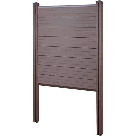 Pannello base frangivento fendivista stretto privacy Sarthe WPC installazione cemento 105cm marrone