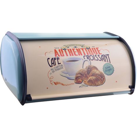 Boîte à pain en métal, grande capacité, excellente étanchéité, garde la fraîcheur, facile à nettoyer, conteneur bleu (1/5)