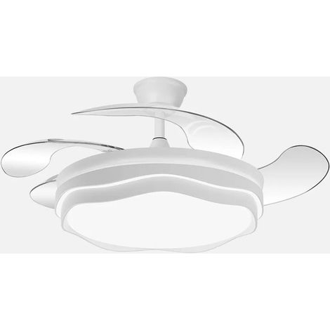 ABRILA - Ventilador Nasim 59W  4 Aspas Desplegables  Motor DC  3 Temperaturas de Luz y 6980 lm  Control Remoto  Regulable en Intensidad  34,5/42x50/107 cm
