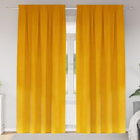 Verdunkelungsvorhänge 2 pcs Senfgelb 140 x 245 cm Samt