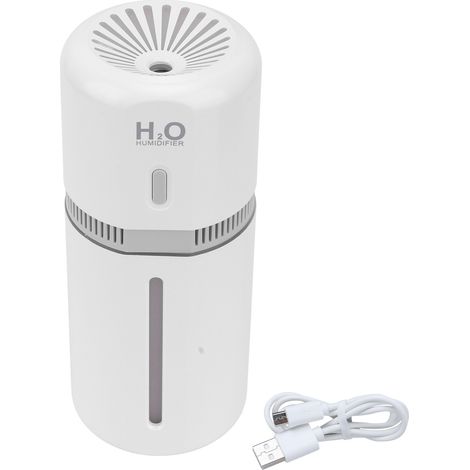 Mini Humidificateur USB Voiture 180ml - Brumisateur Portable avec Veilleuse Colorée - Purificateur d'Air Auto Blanc (1/5)