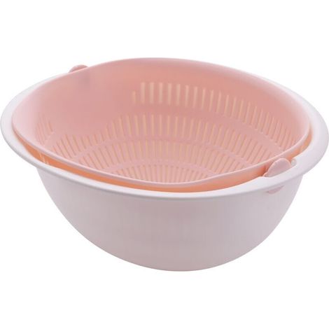 Multifunctional double-compartment plastic draining basket for vegetables, portable fruit basket, kitchen strainer (1/5)