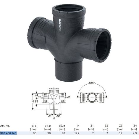 Braga curvata 87,5° Geberit Silent-Pro doppia ø90x90 mm 393.466.14.1