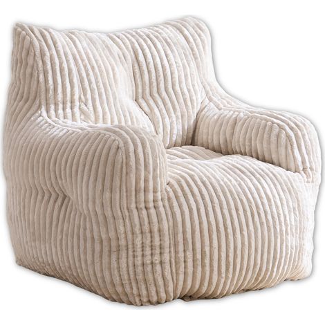 FurnitureR Einzelsessel Wohnzimmer Cordstoff creme weich gepolstert Lounge Sessel gemütlich kompakt für kleines Zimmer Relaxstuhl