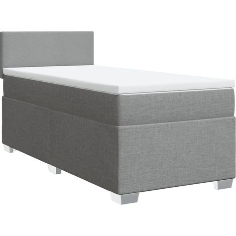 Maison Exclusive - Cama box spring con colchón tela gris claro 90