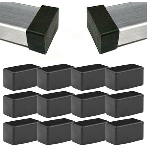 Lot de 12 patins (25 x 50 mm) rectangulaires en caoutchouc pour pieds de meubles, tables, chaises et sols en bois dur