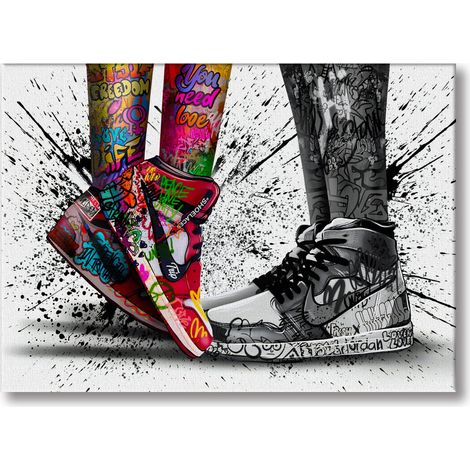 Sneakers -  Quadro Canvas Contemporaneo su telaio in legno - Misura: 70X50 cm (1/4)