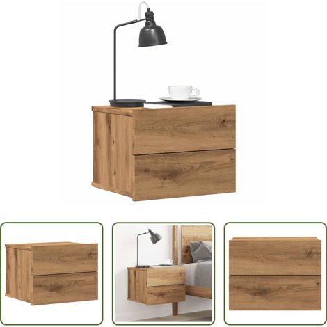 vidaXL Holz Nachttisch -  Wand-Nachttisch Artisan-Eiche 40x32x30 cm (1/5)