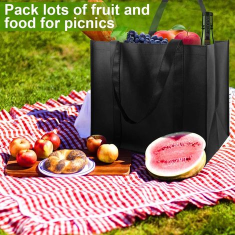Set mit 2 Einkaufstaschen, wiederverwendbare Einkaufstaschen und Tragetaschen mit Griff, faltbare Trolley-Tasche 41 x 33 x 26 cm für Einkaufen, Picknicks, Reisen und Strand (1/4)