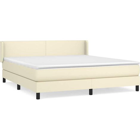 Maison Exclusive - Giroletto a Molle con Materasso Crema 160x200 cm in Similpelle (1/5)
