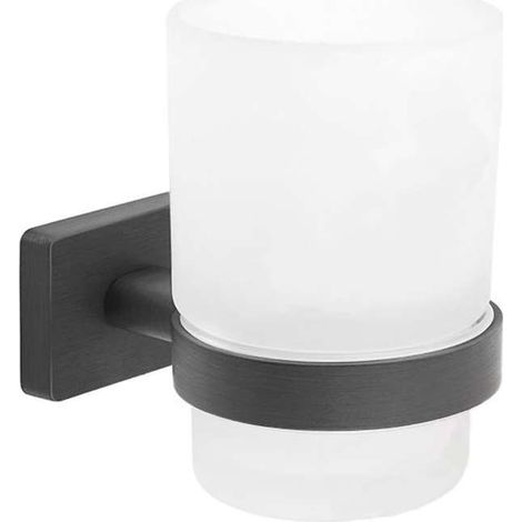 Novaservis Ferro Greta - Porte-brosses à dents et dentifrice, verre mat/gun metal AGR03GM (1/2)