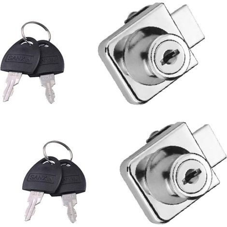 Glass Door Lock, Zinc Alloy Door Locks for Showcase Cabinet with Keys for 5-8mm Glass Doors (One for All), Pack of 2 (1/5)