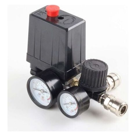 Pressostat de compresseur d'air, vanne de régulation, régulateur, manomètre, 220 V, 0–180 psi avec raccord rapide (1/5)