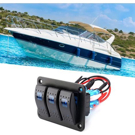 Panneau d'interrupteurs à bascule 3 positions 12-24V avec voyant LED pour camping-car, voiture, bateau (1/5)
