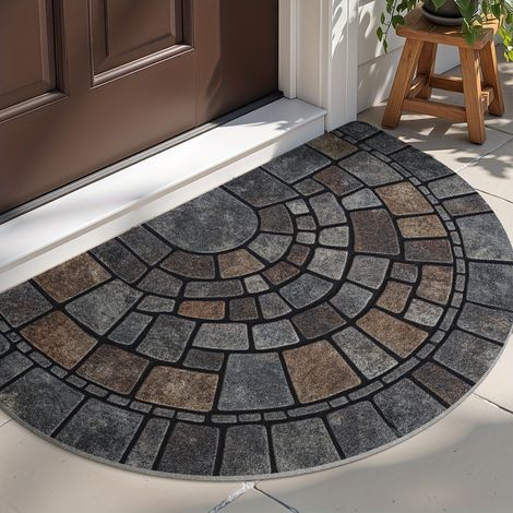 Tapis de porte/tapis de sol semi-circulaire, style nordique, motif fausse pierre, 6090cm. (1/5)
