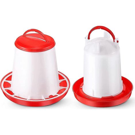 Kit mangeoire et abreuvoir pour poussins, mangeoire suspendue en plastique, fontaine à volaille, abreuvoir de 1,5 L et mangeoire de 1,5 kg. (1/5)