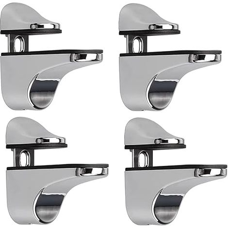 Support D'étagère en Verre Réglable, 4 Pcs Support D'étagère en Verre, Pince en Verre à Fixation Murale, Support pour Étagères en Verre, pour Tablette Verre (1/4)