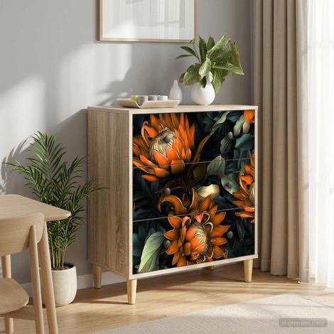vidaXL Cajonera LOCHEM Impresión naranja 66 x 36,5 x 75 cm Sonoma (1/5)
