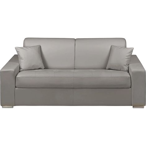 Divano letto 3 posti a ribalta in similpelle Grigio - Larghezza Materasso 140 cm - Spessore 14 cm - EMIR (1/3)
