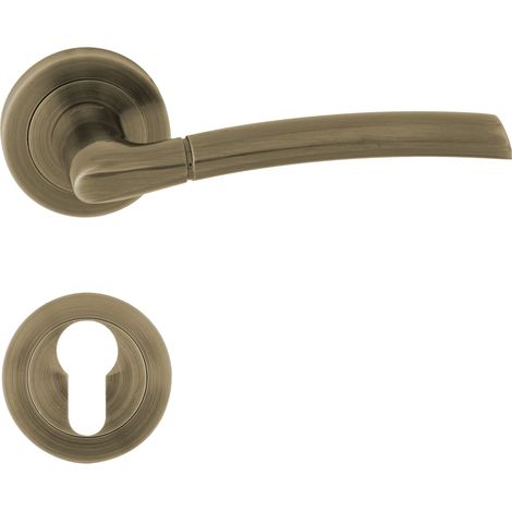 DOMINO Poignée de porte PRESTO-R M3 PZ Poignée avec plaque PZ pour cylindre profilé Bronze (1/5)