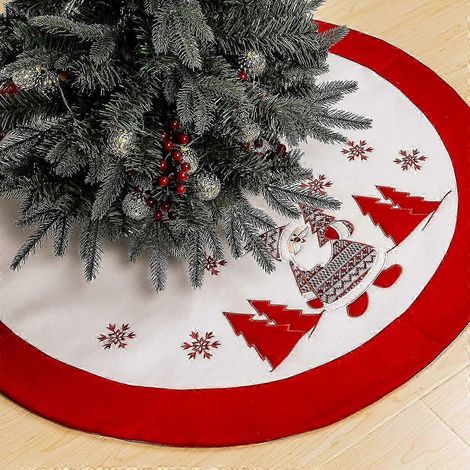 Jupe de sapin Tizzy, 90 cm (35 pouces), tapis de sapin, protection pour pied de sapin (blanc), décoration pour sapin de Noël (1/5)