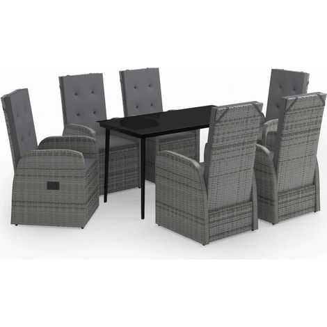 Maison Exclusive - Set da Pranzo da Giardino 7 pz con Cuscini Grigio