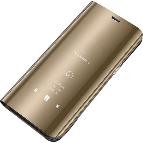 cofi1453® Smart View Spiegel Mirror Smart Cover Schale Etui kompatibel mit HONOR Schutzhülle Tasche Case Schutz Clear Gold Honor 8A (1/3)