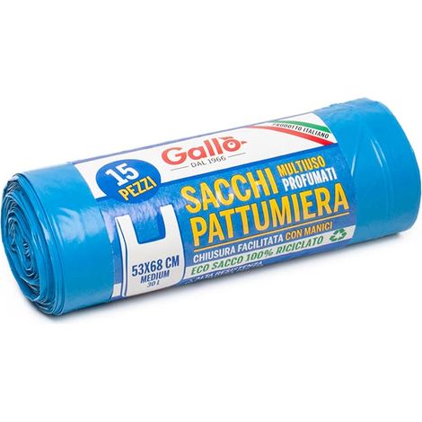 Sacco Immondizia Manici Azzurro 53X 68 G 11 Pz 15 Gallo (1/4)