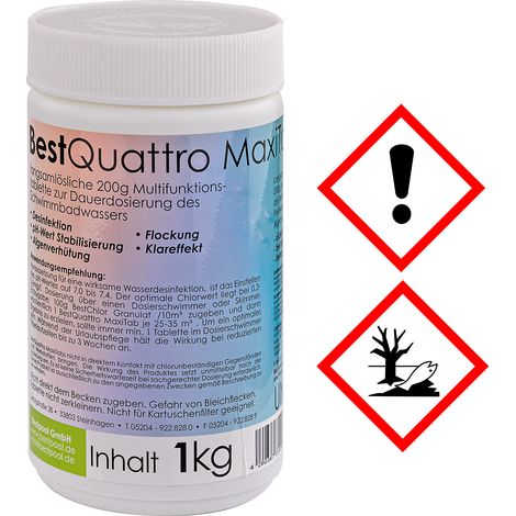 Best Quattro Maxi Tabs Pool Wasserpflegemittel 1 kg Dose 5 Tabs je 200 g (1/4)