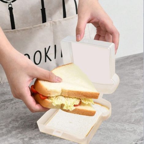 Lot de 2 boîtes à pain de mie portables transparentes, très populaires, pour toasts et sandwichs. (1/5)